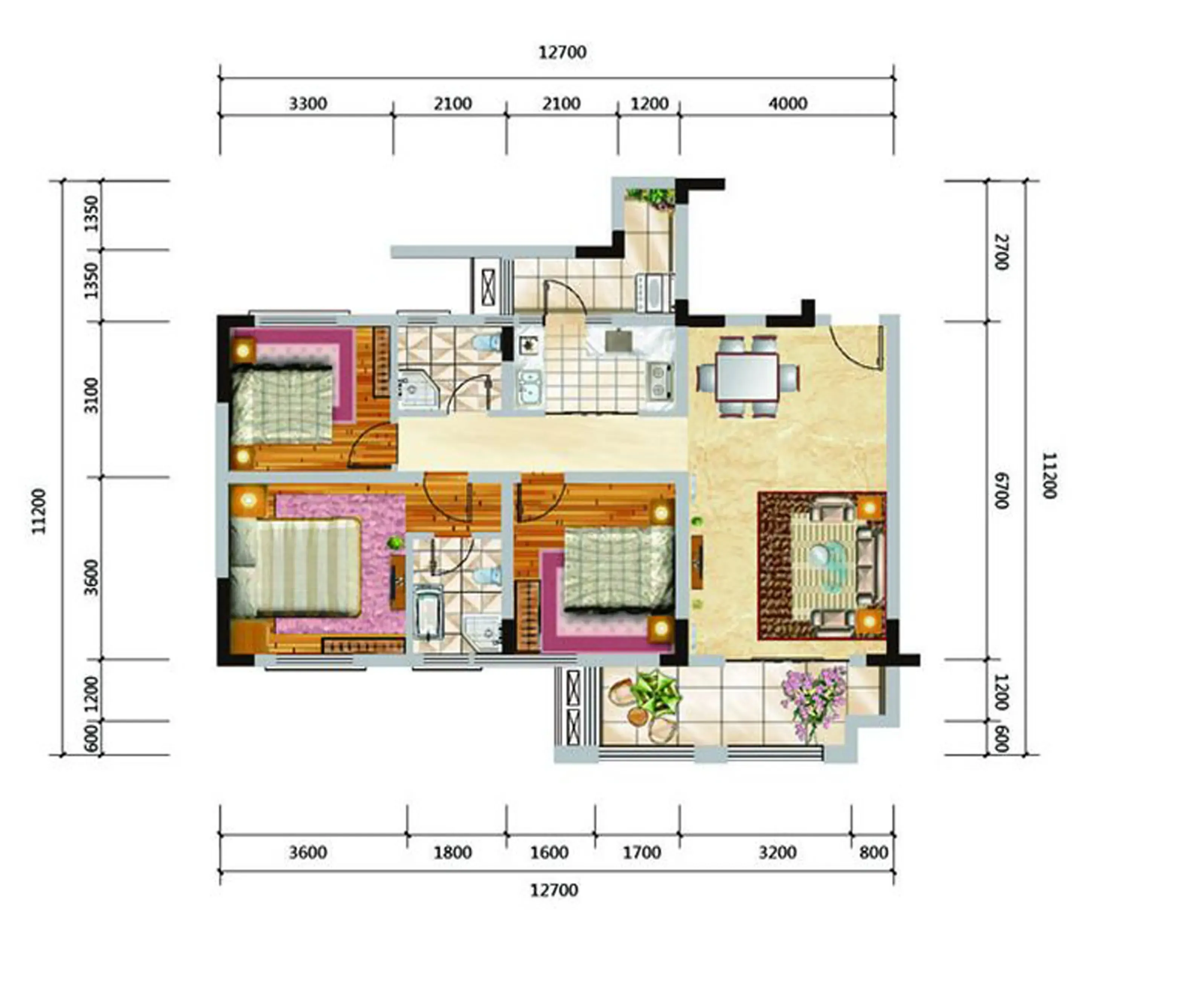 盛唐叠彩山 混搭风格 三居室