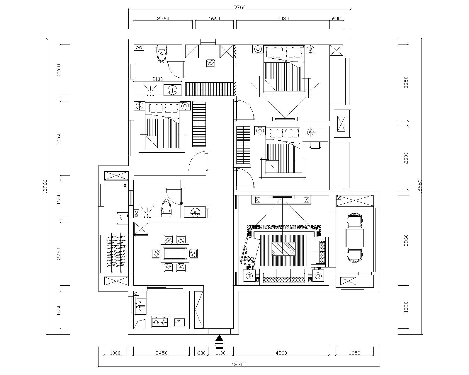 高新數碼港140平三室兩廳新中式風格裝修設計