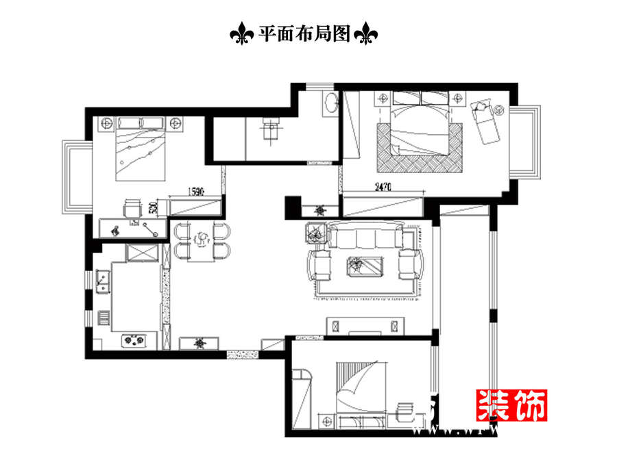 中央华府140平三居美式装修