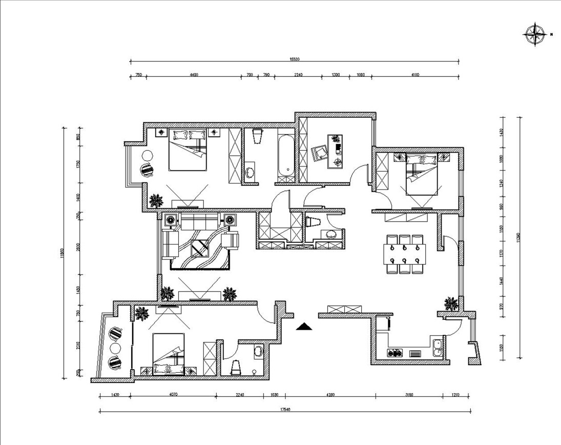 蓝郡名邸-三室两厅178平米-新中式