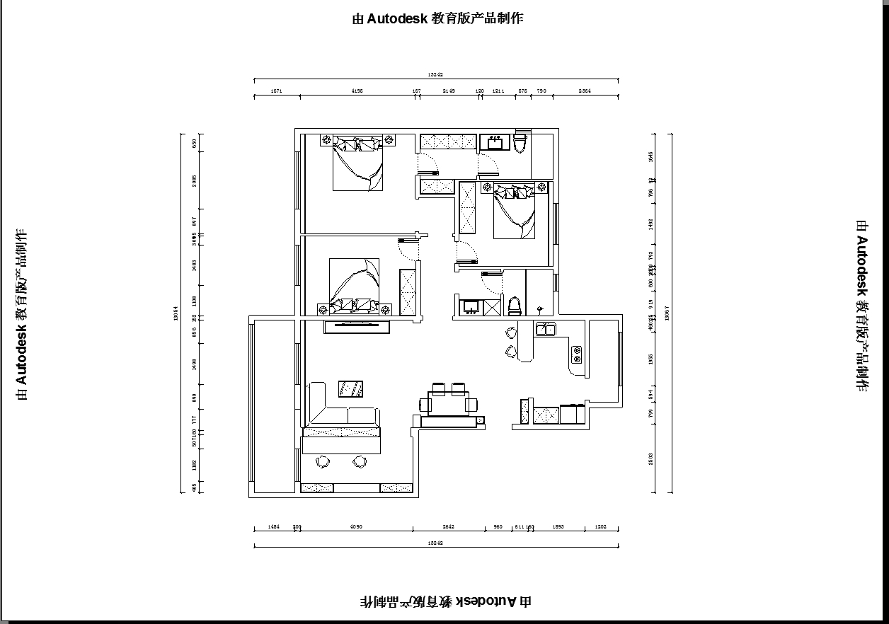 招商兰溪谷-三居室-134.00平米-装修设计