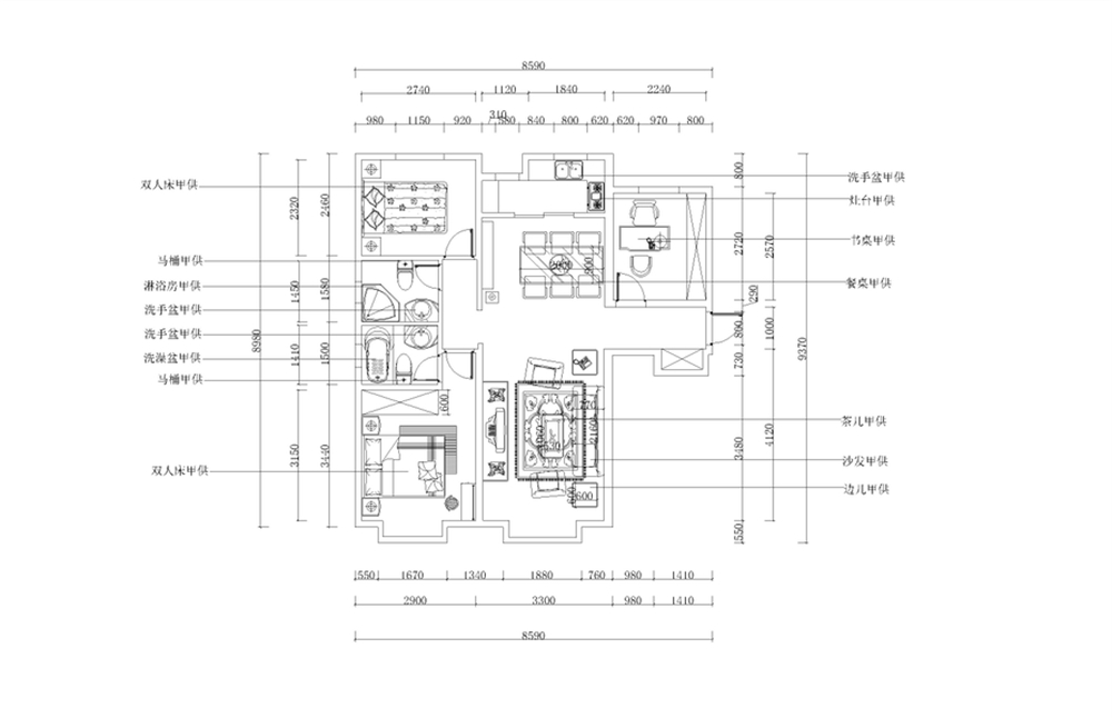 力天装饰-中信公园城-126㎡-中式风格