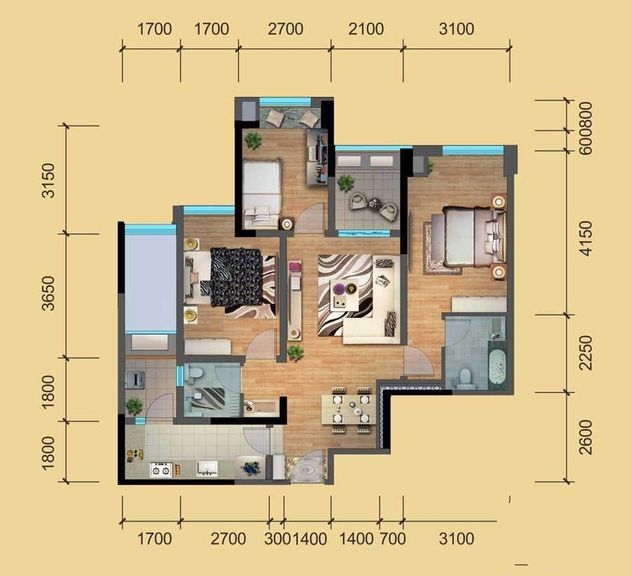 建发鹭洲国际二期 三居室 92平米