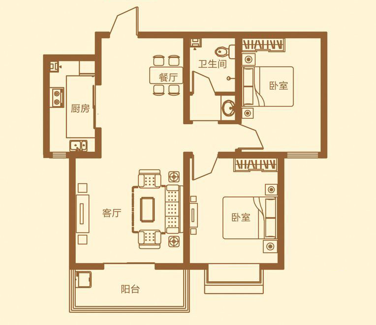 93平米-欧美风格-两室两厅