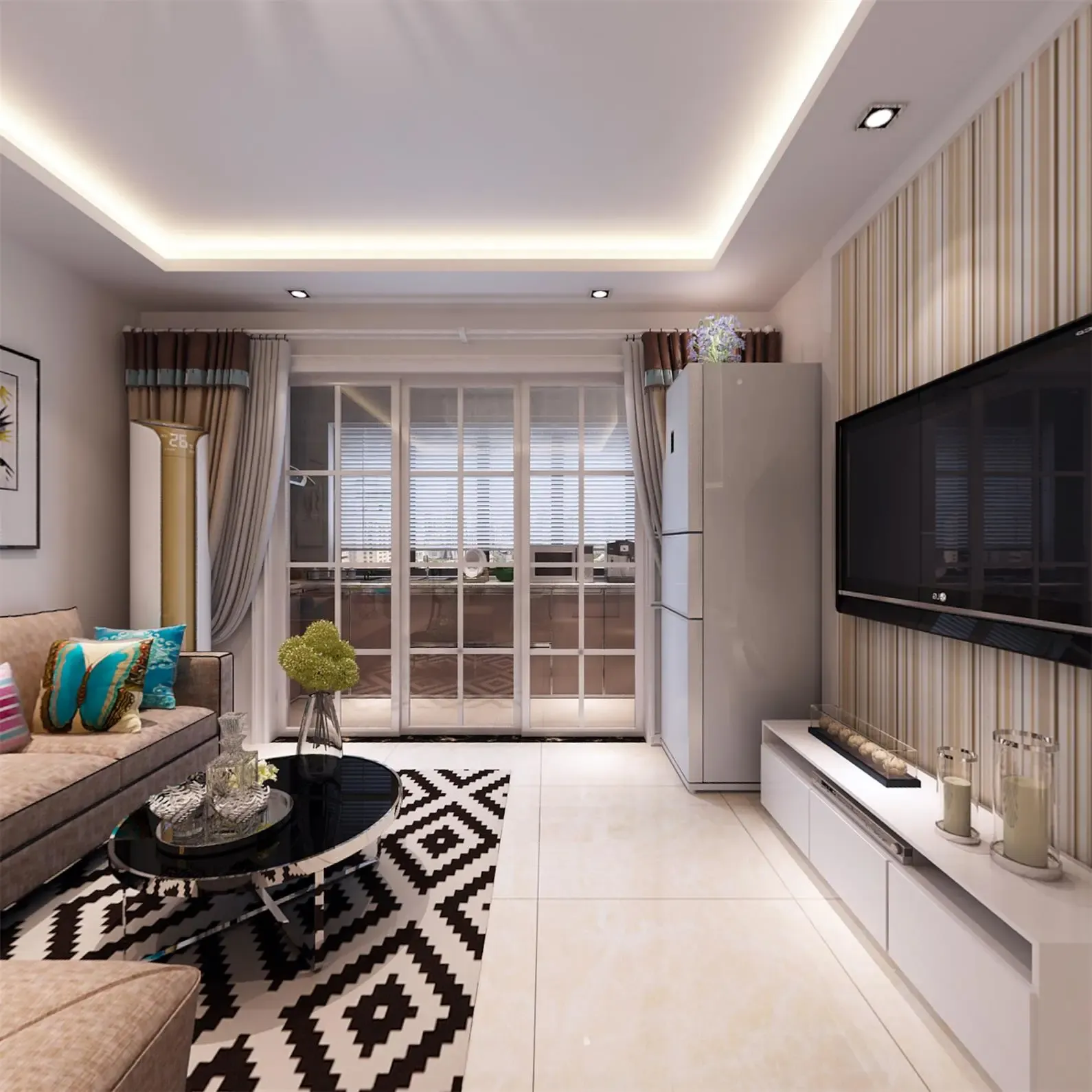 现代简约二居室50平米6万-观音里装修案例-南京房天下家居装修网