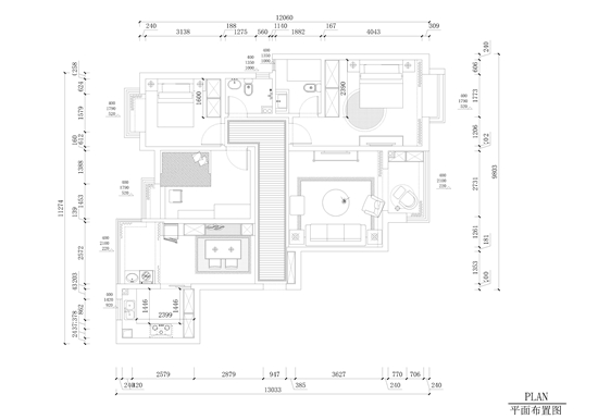 国色天香118平—三居室—美式风格