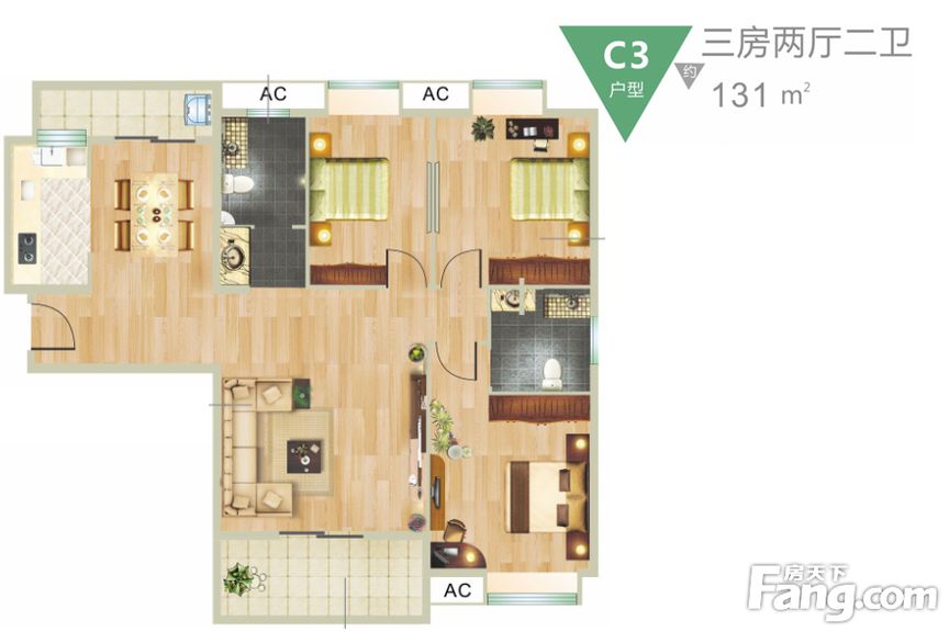 富强天合熙园 131平 田园风格