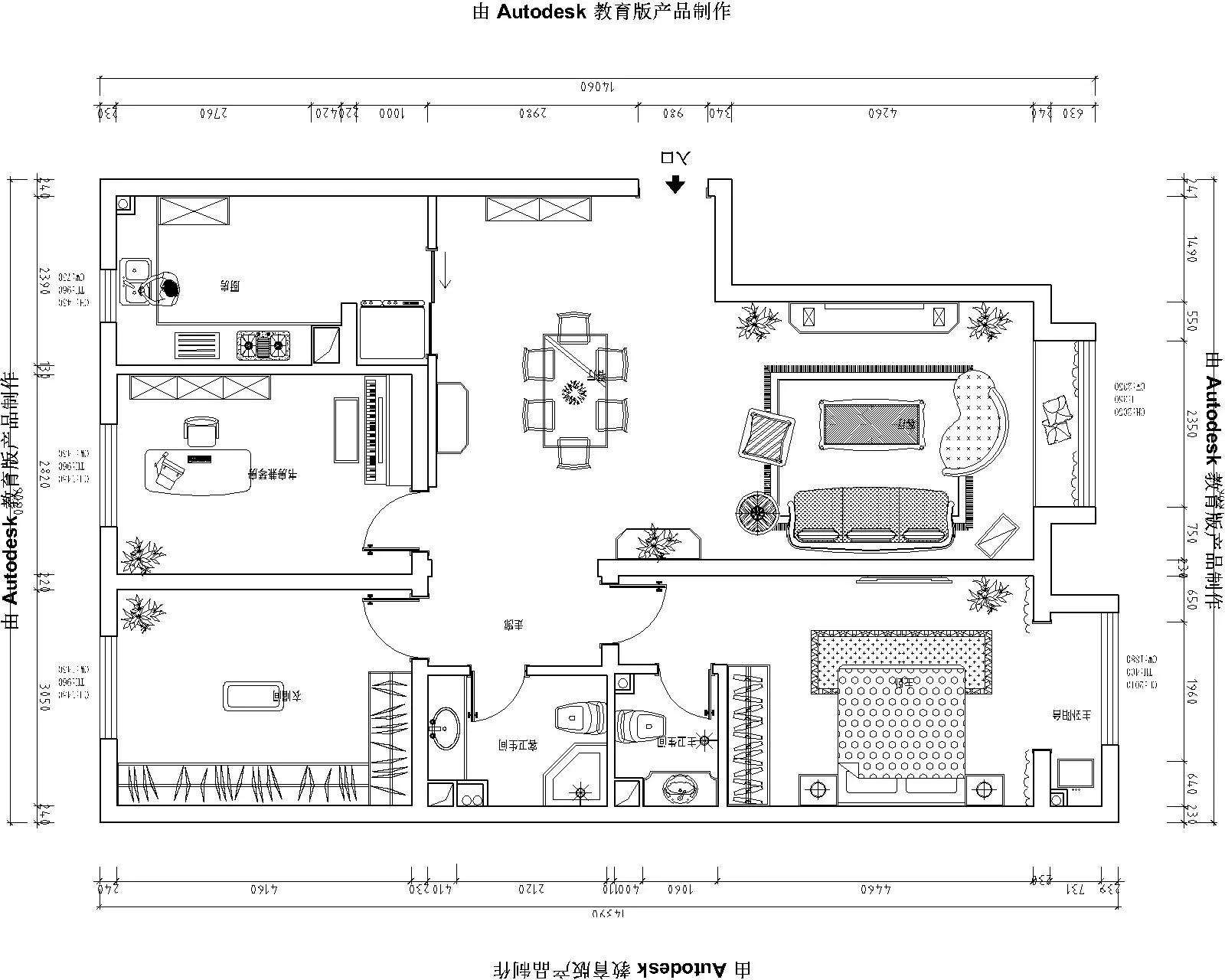 翰林观天下-103平二居室二厅效果图