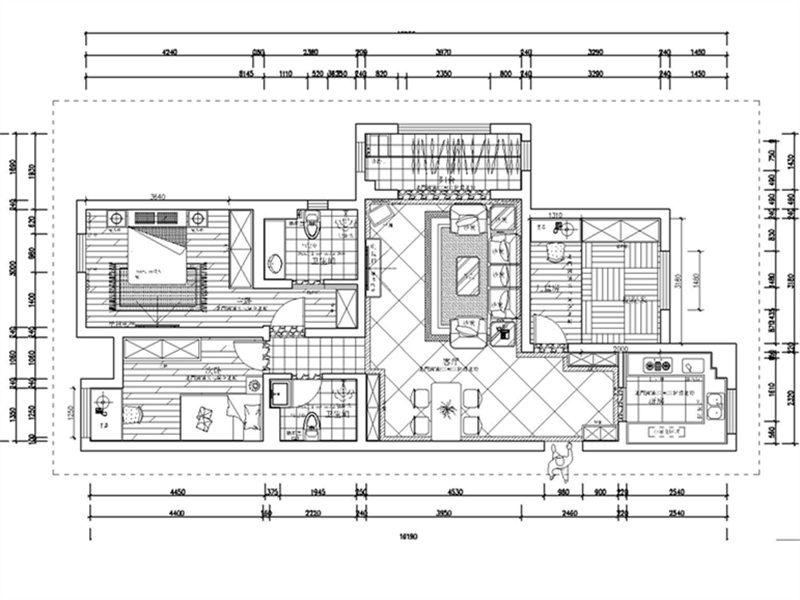 中海临安府-三居室-120.00平米-装修设计