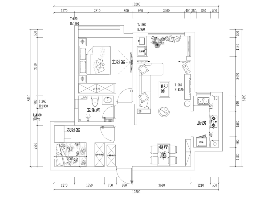 中海青年客-二居室-90.00平米-装修设计