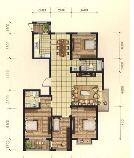 天泰·玉泽园184平米美式风格效果图