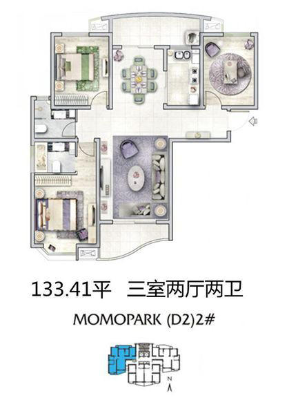福尚·MOMOPARK133.41平美式设计