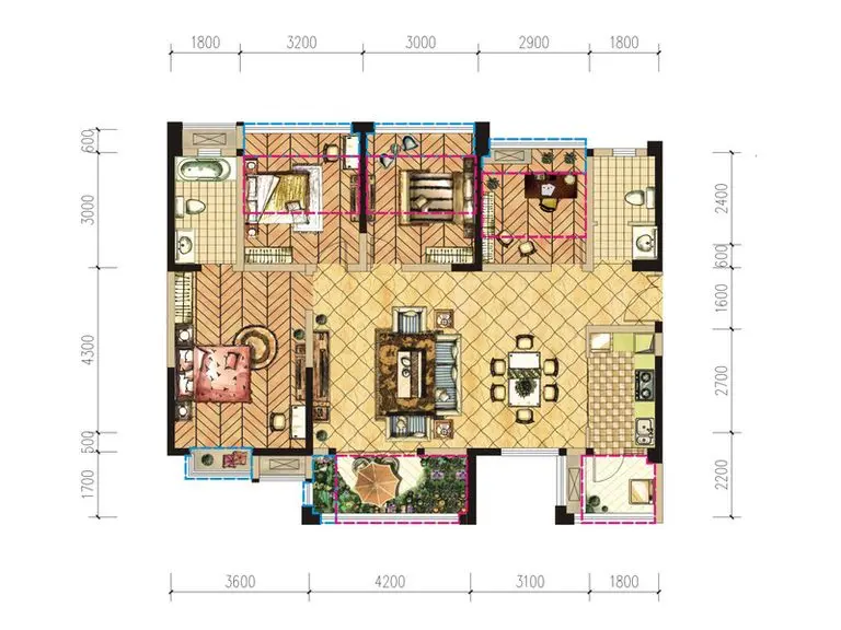 北京城建龙樾湾 114平 四居室 欧式