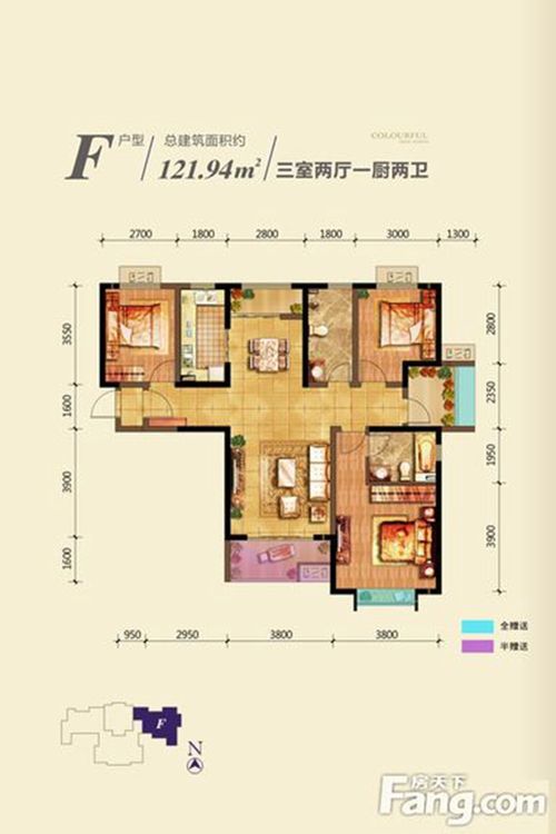 中铁·缤纷新城三居室121.94平米
