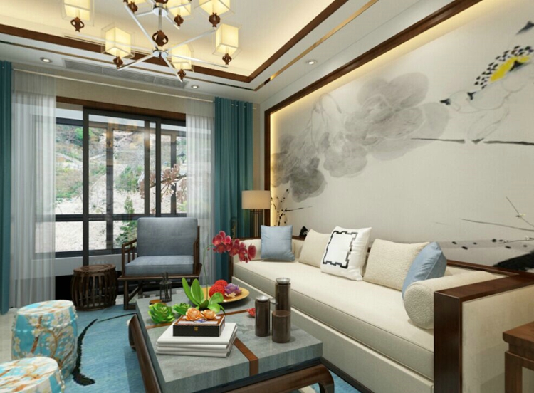 广电兰亭时代127平房子新中式风格装修设计