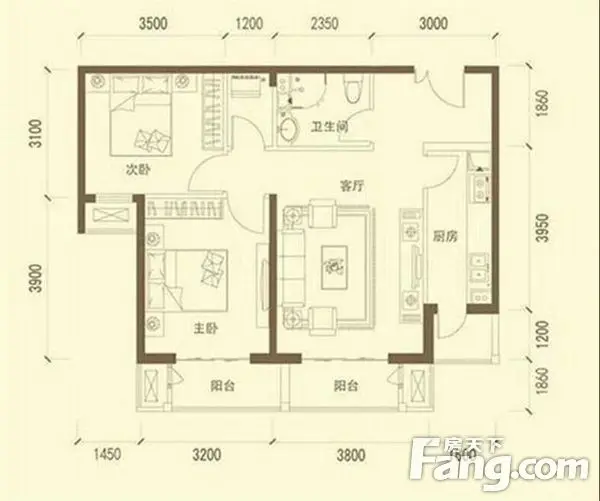 建投十号院-简约风格-两室两厅