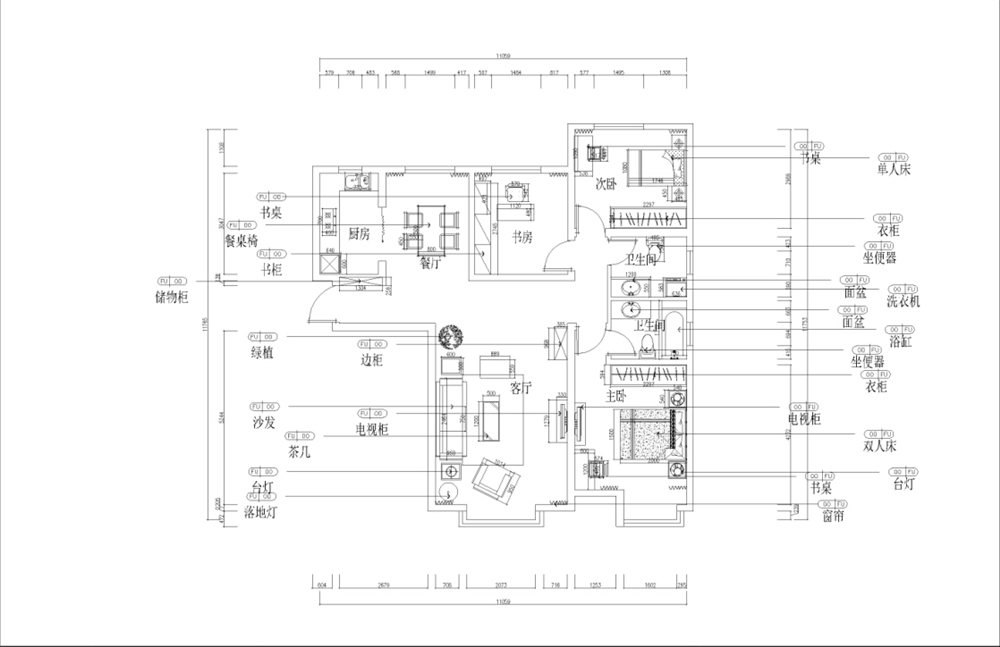 力天装饰-中信公园城-122㎡-地中海风格