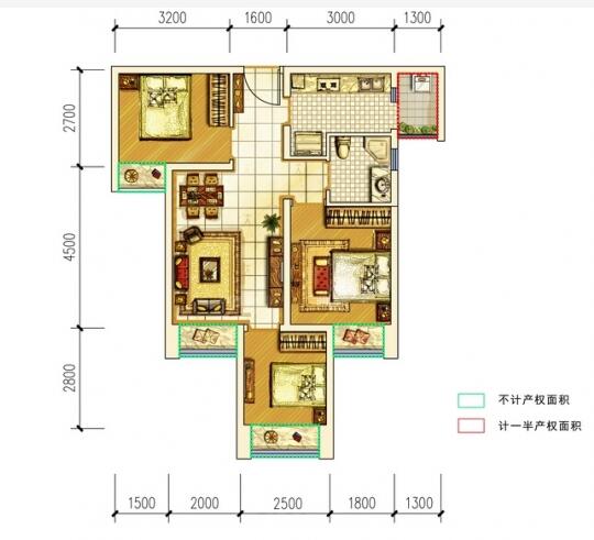 首创花与城_三居室_72㎡_中式风