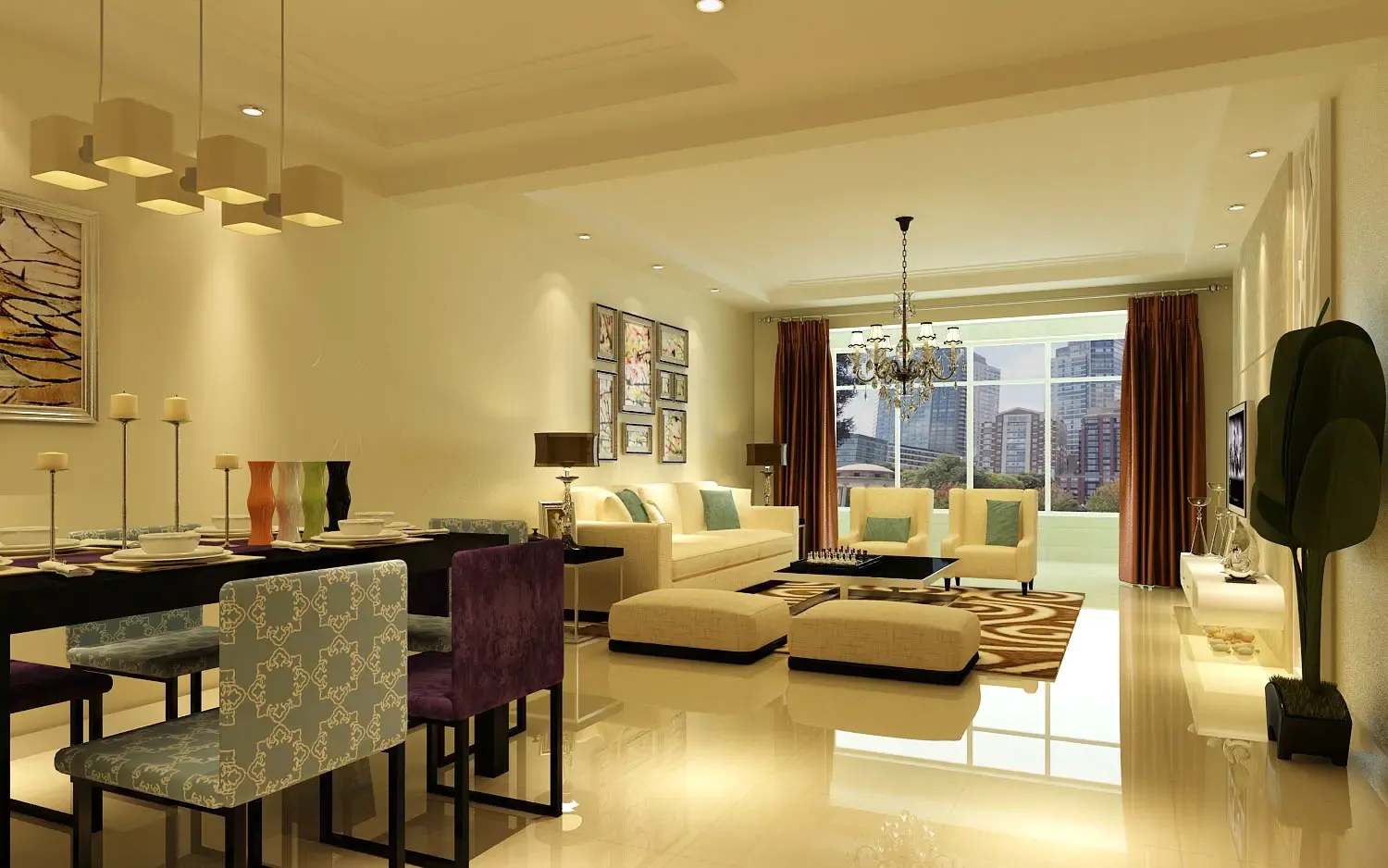 现代简约二居室110平米5.