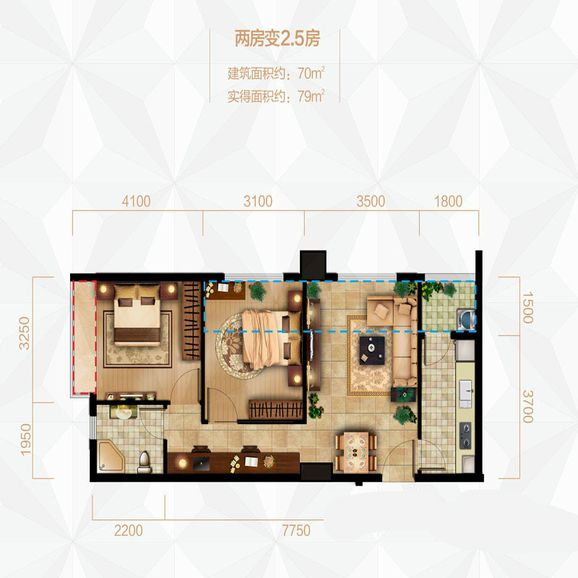 佳州星城 79平米 二居 简欧