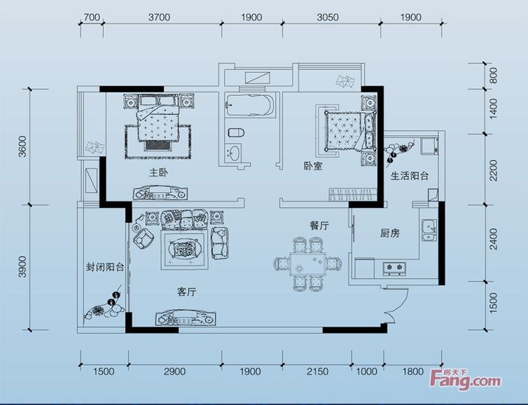 恒基翔龙江畔-现代风格-74平米