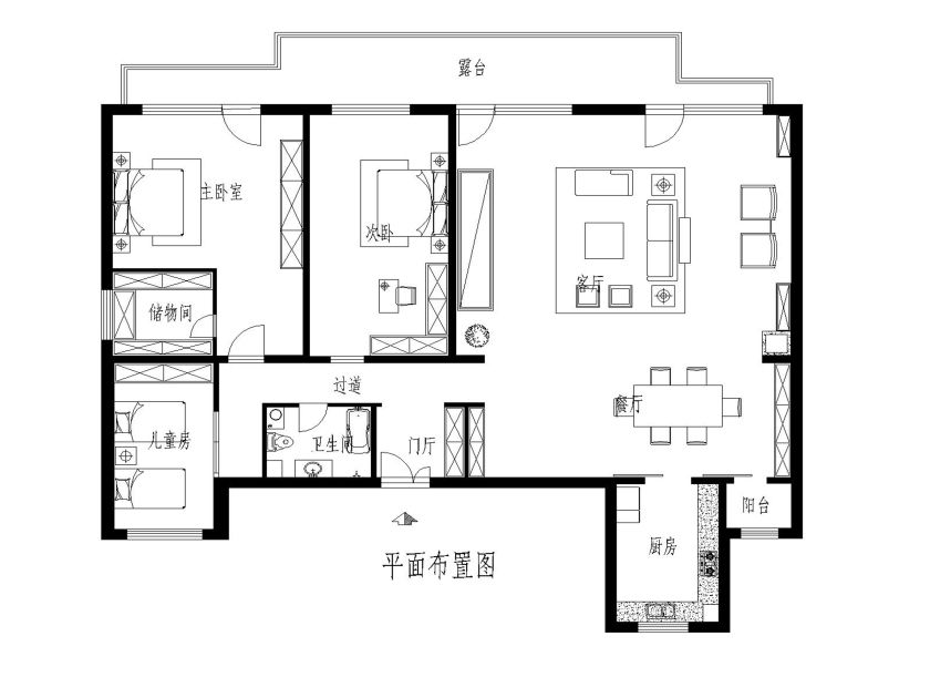 融泽嘉园110平欧式风格完美家装效果图设计