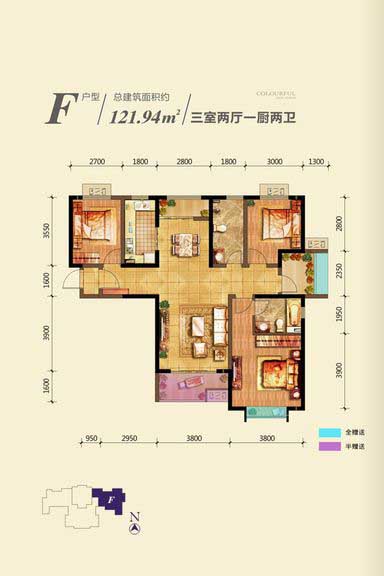 中铁·缤纷新城现代三居室装饰设计
