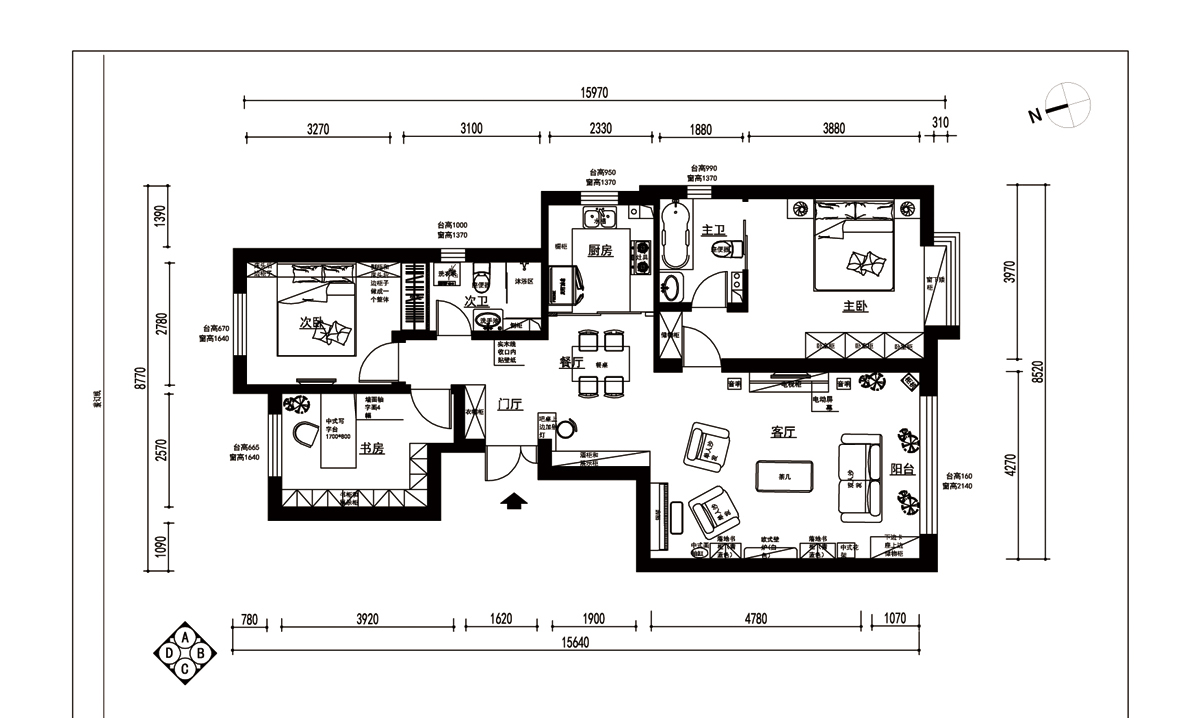 五洲家园 143平米欧式风格装修设计
