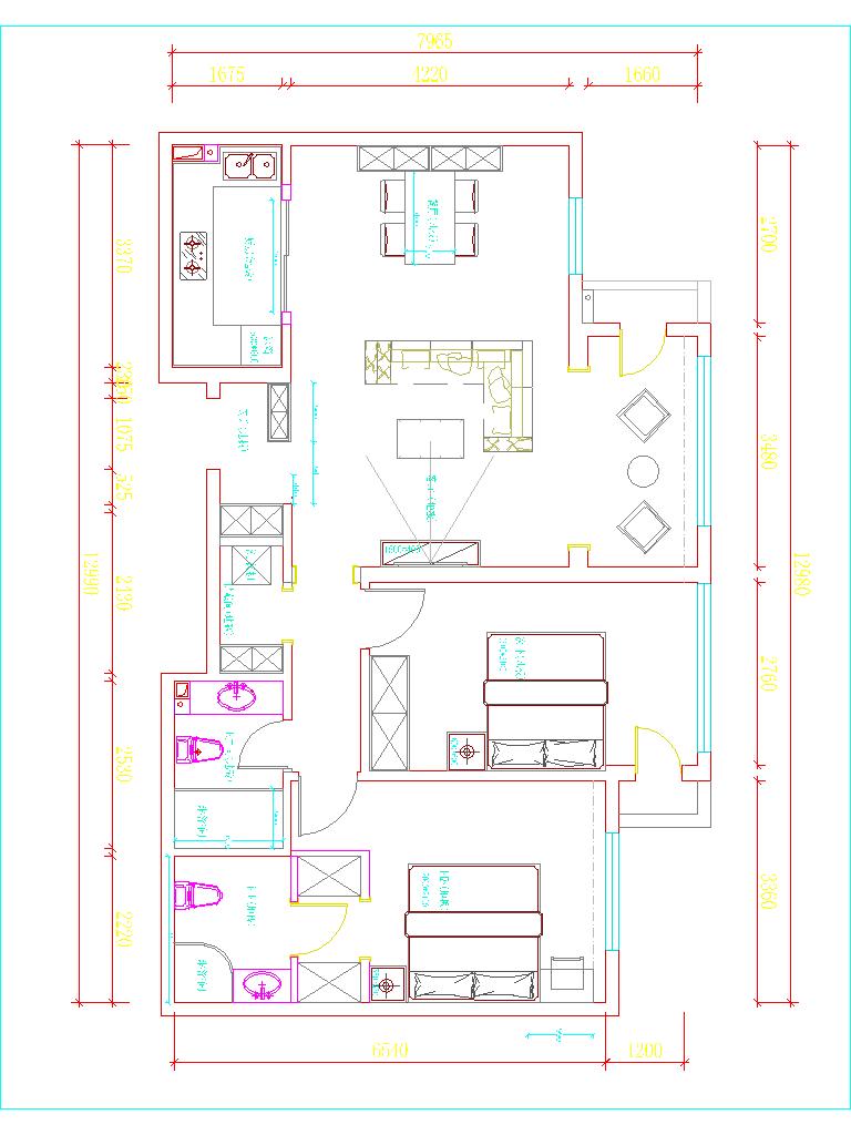 钻石湾-二居室-113.00平米-装修设计