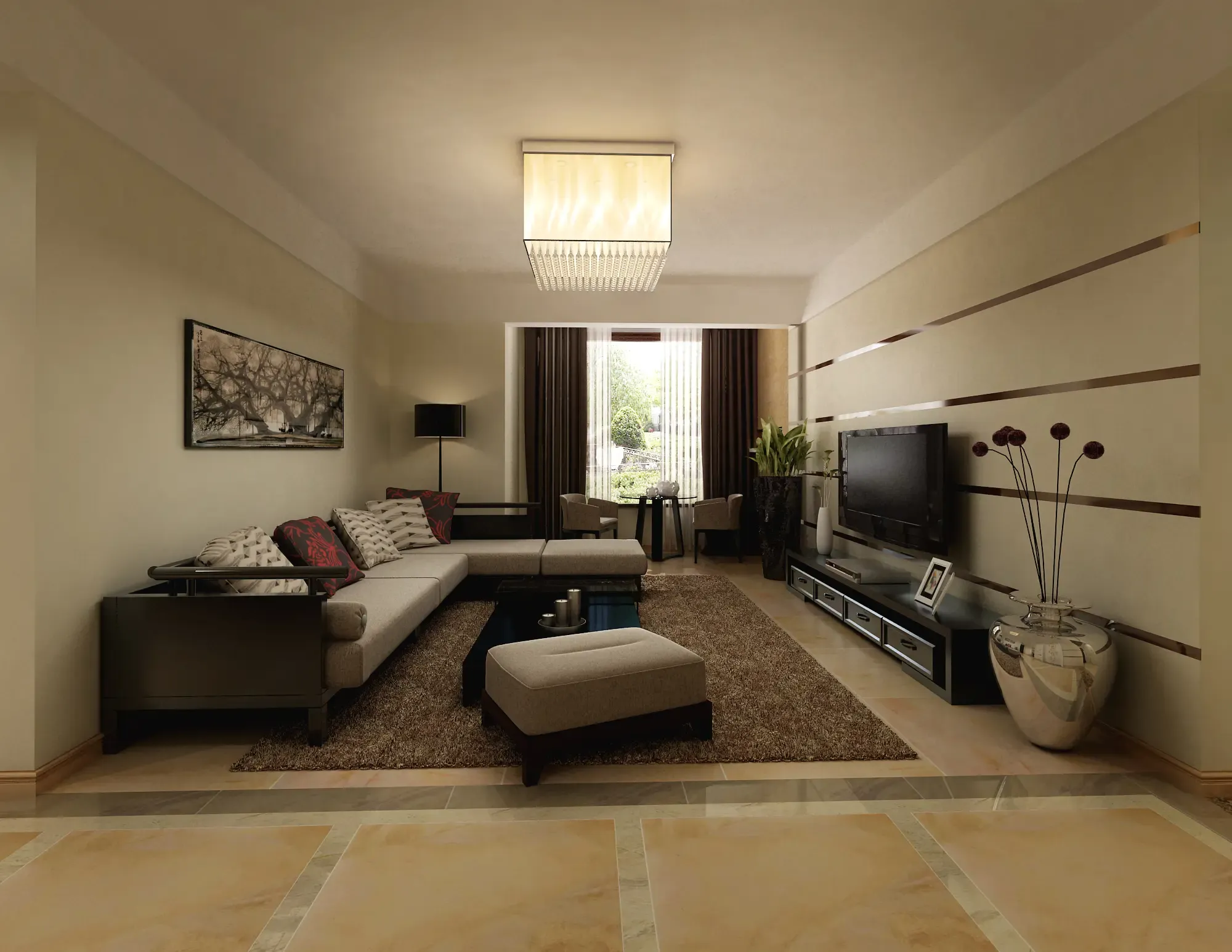 上海北宁湾现代简约三居室装修效果图_125平米6万装修设计案例-上海房