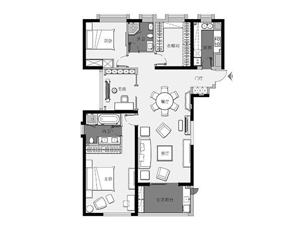 莱蒙时代-三居室-143.00平米-装修设计