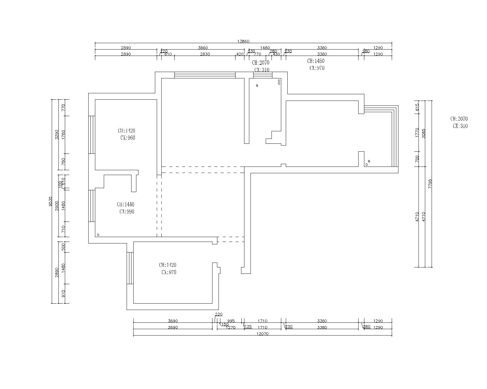 御景阁105㎡三居室美式装修效果图