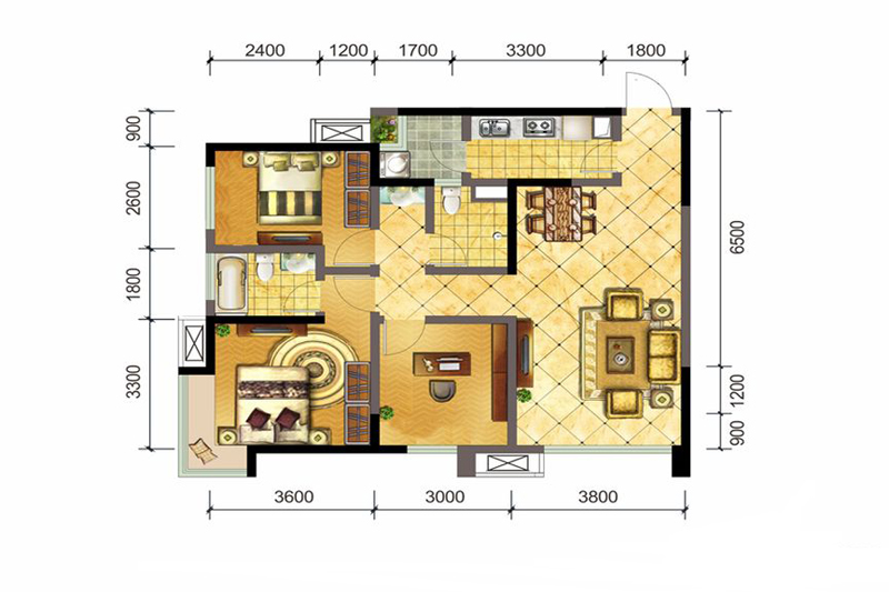 佳年华新生活-3居室96平米-中式风格