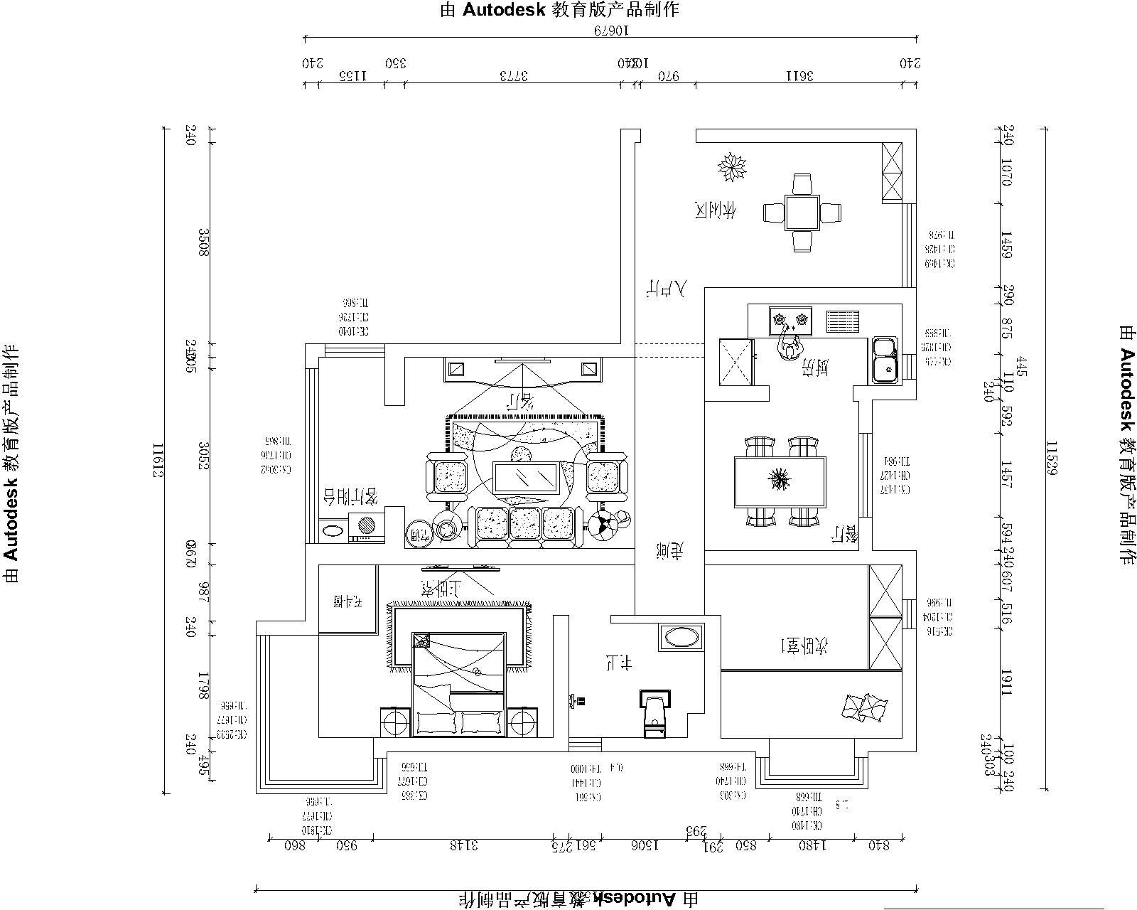 龙溪城89㎡两居室美式装修效果图
