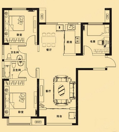 三室两厅现代风格设计——鲁公大宅