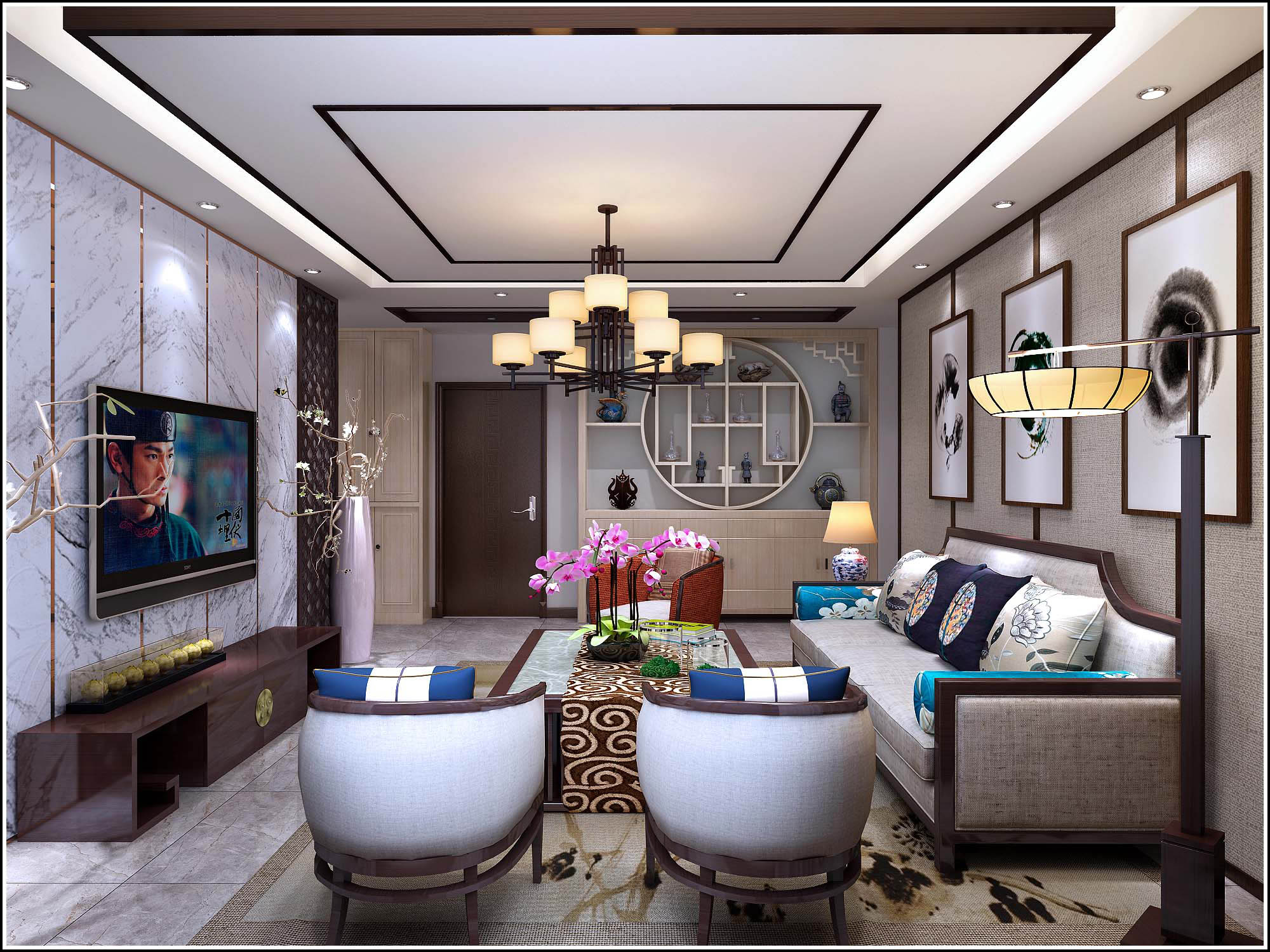 万科翡翠国际三居室新中式风格设计说明
