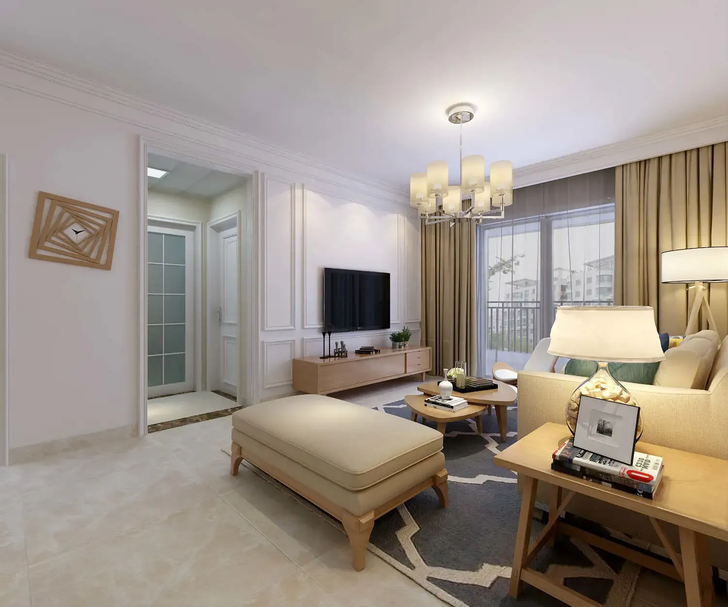 现代简约二居室98平米8万-海亮九玺装修案例-合肥房天下家居装修网