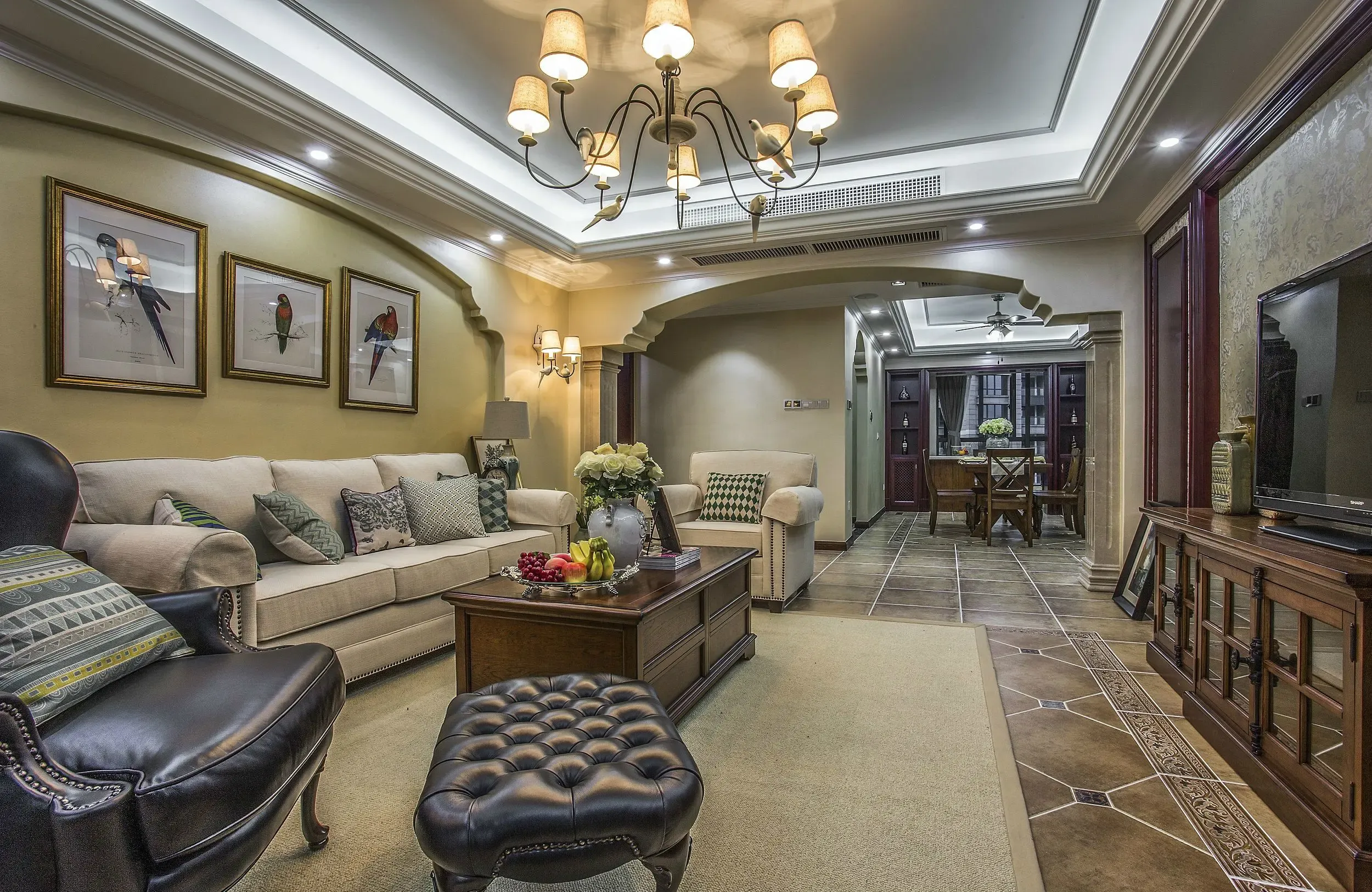 华庭装饰富力又一城124平美式风格效果图