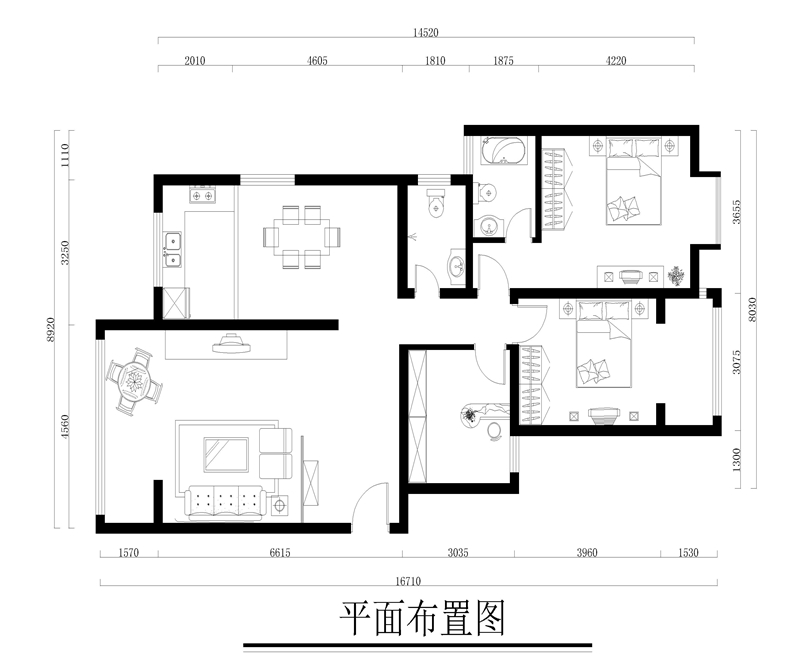 天鹅湖1号—现代简约—三居室—134.29㎡