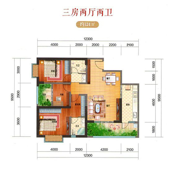 润城124㎡新中式风格效果图