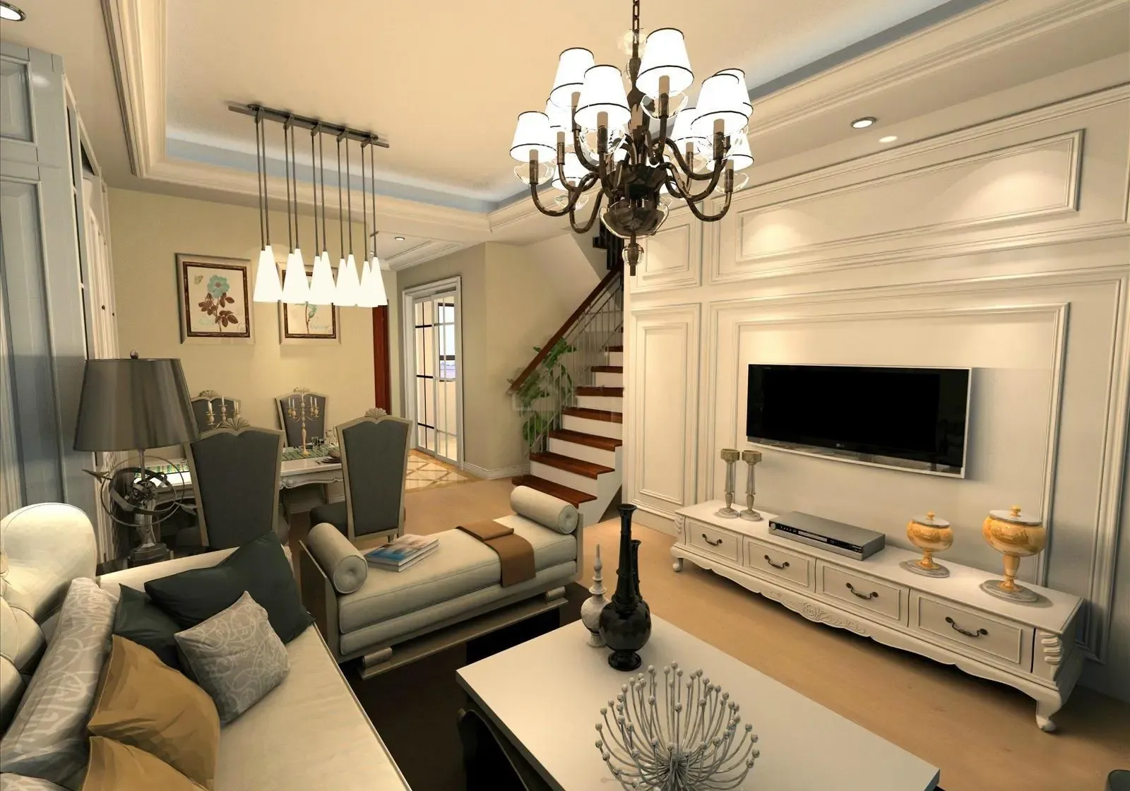 现代欧式110平米三房二厅一卫装修案例