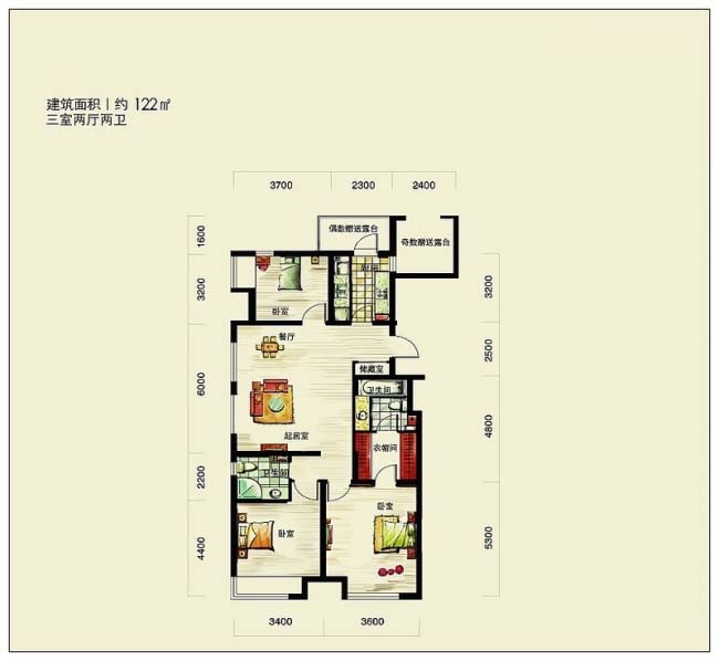 金地滨河国际效果图（122㎡）