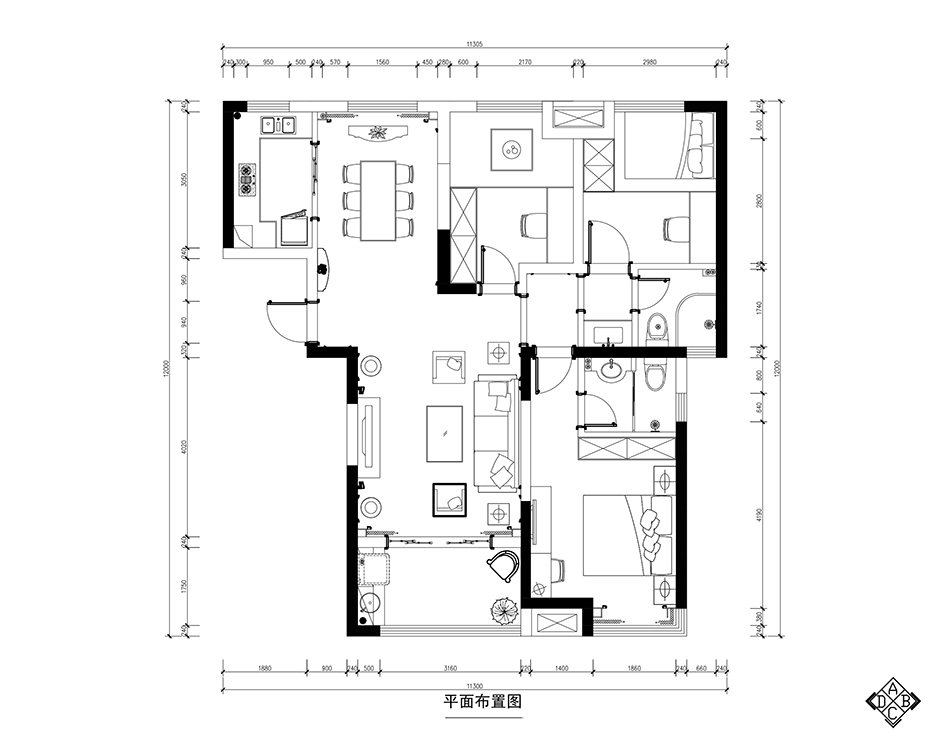 旭日华庭 96㎡ 2室2厅 现代简约风格