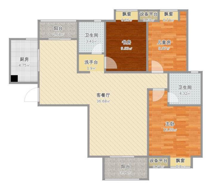 电建地产盛世江城140平中式混搭风格