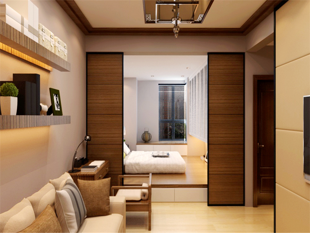 格林阳光44㎡-日式风格-一居室效果图
