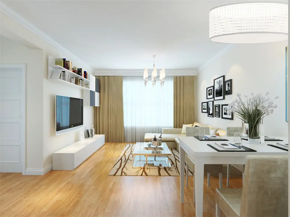 也起到棚面和墙面的分割作用,墙面采用柔和的奶白色乳胶漆,看起来谦和