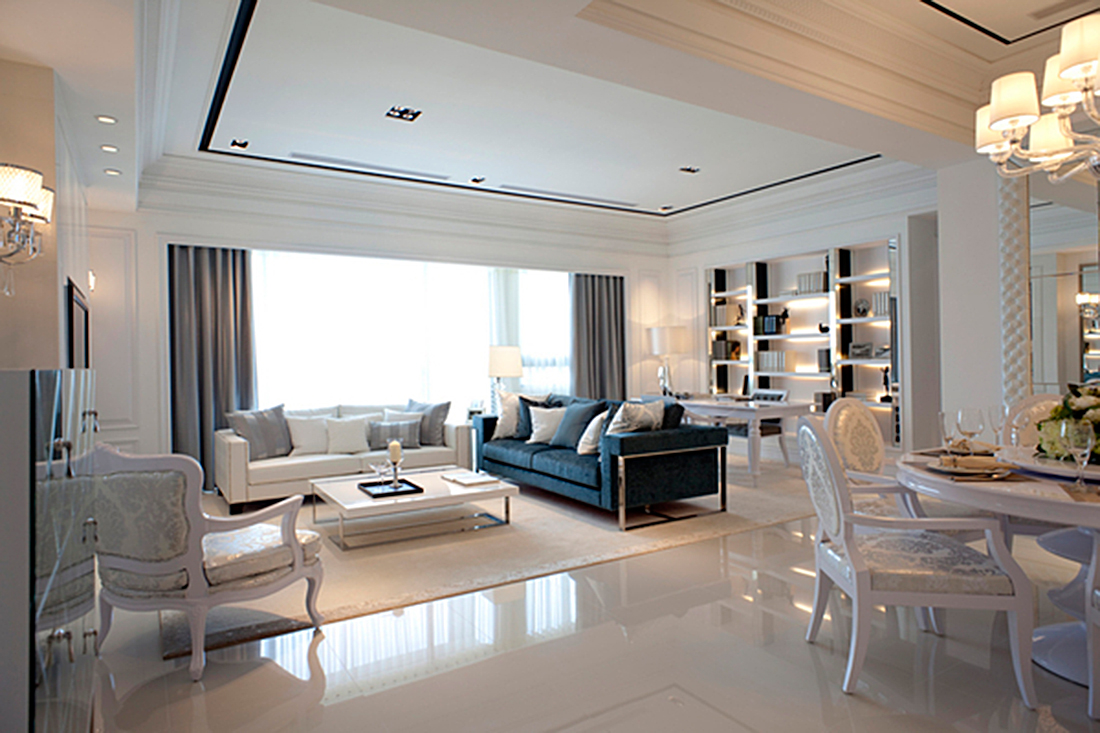 杭州天阳尚城国际127平三居室简欧风格装修案