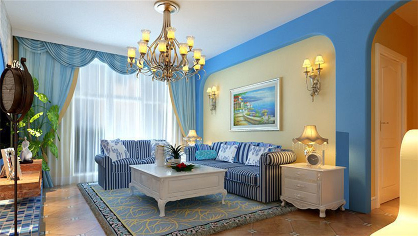 金盏家园90平地中海风格效果图设计