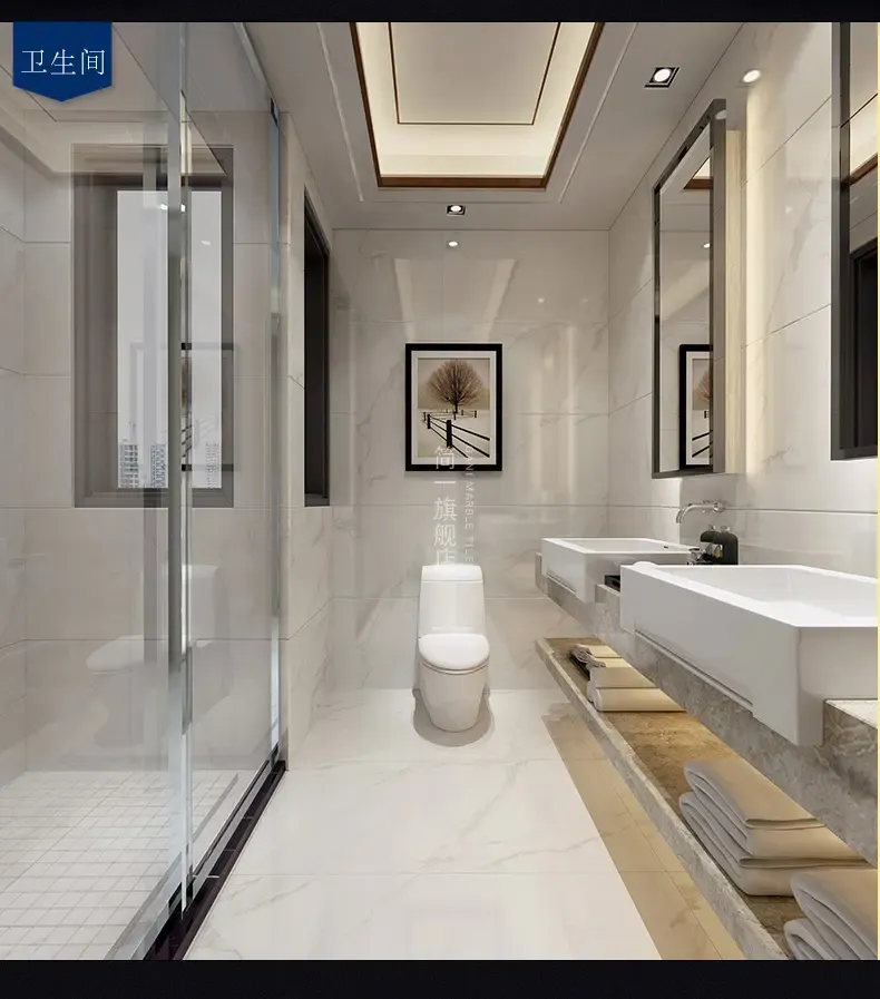 大理石瓷砖 卡拉拉白 客厅卧室瓷砖浴室地砖卫生间地板砖 按平米计价