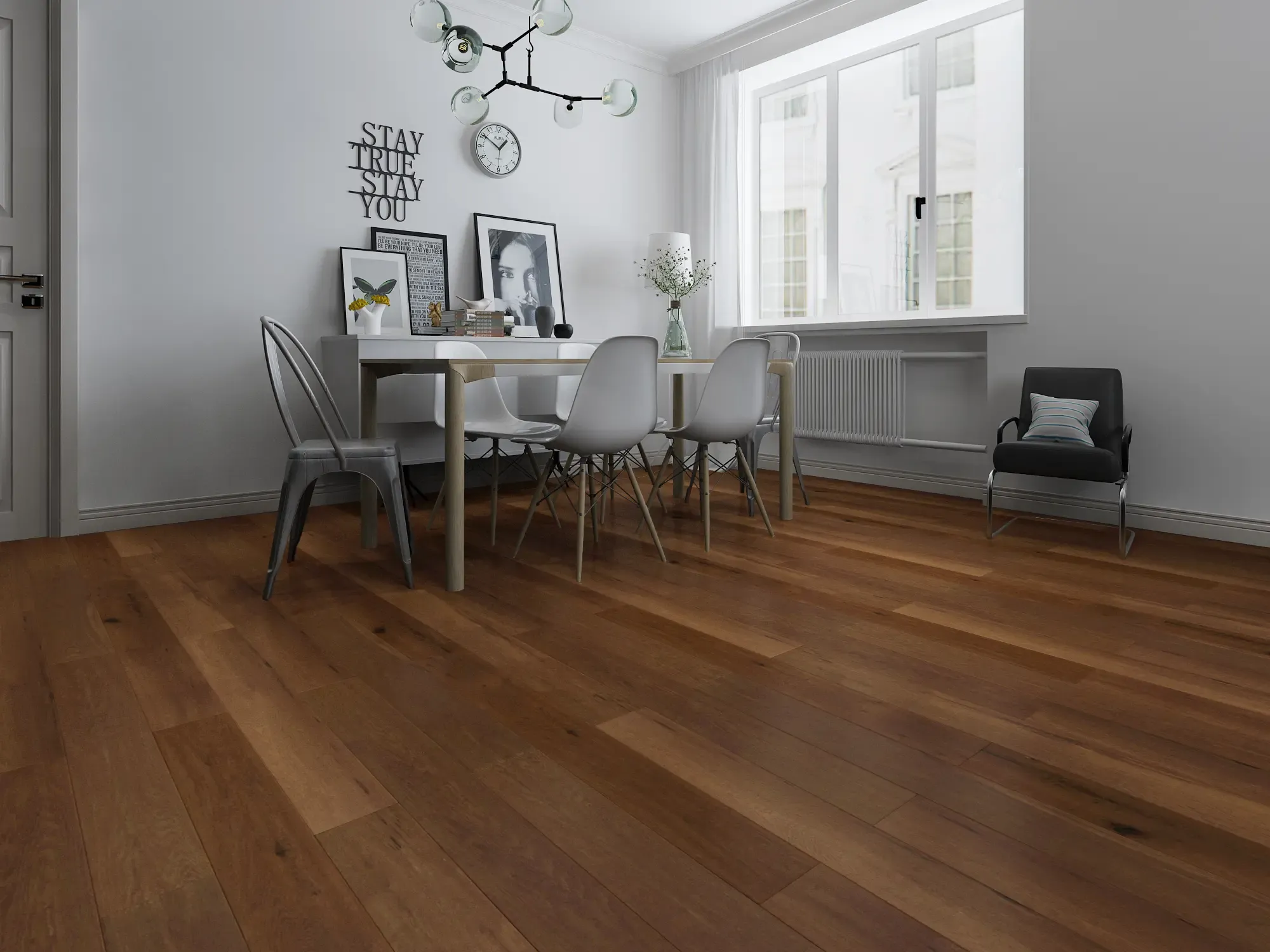 金鹰艾格木地板 平口实木复合地板 环保非醛橡木地板 ds6021 900x148x